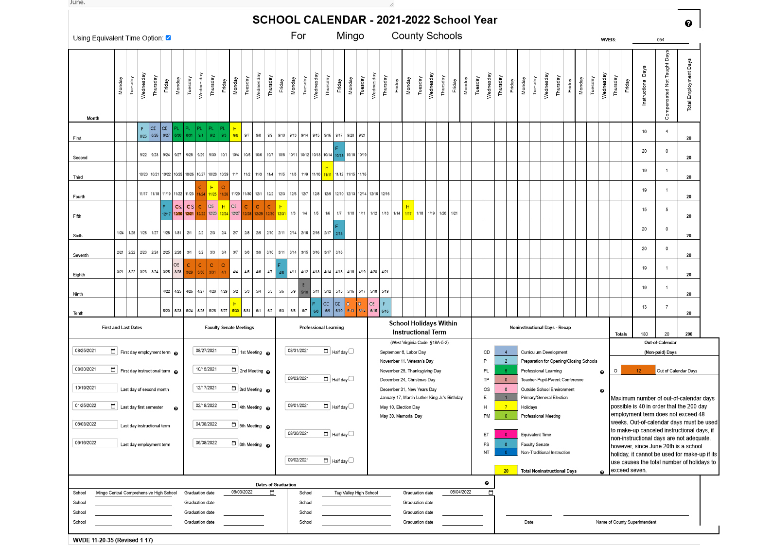 Mingo County Schools / Calendar